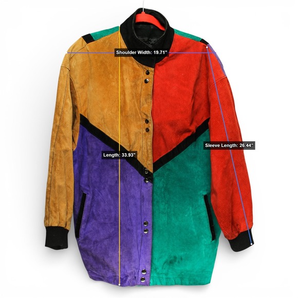 Derby Leather Coat Works Jacket Womens XL Multicolor Excellent Suede Colorblock - Picture 10 of 10